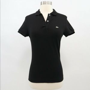 Lacoste Black Stretch Pique Polo 42 Medium